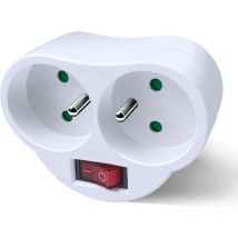 Ccykxa - a Blanc Prises Électriques avec Interrupteur, Multiprise 2 en 1 Electrique Murale Fiche, Prise Murale Electrique Idéal pour Chambre Bureau