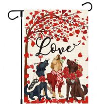 A Drapeau de jardin de la Saint-Valentin, drapeau de cour , drapeaux de jardin saisonniers 12x18 pouces, drapeau double face Happy Valentine's Day,