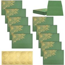 CCYKXAA Lot de 10 Enveloppes Vintage Avec Motif Fleur Dorée, Enveloppes A6 Pour Invitation, Cartes de Voeux Avec Autocollants Scellants Pour Mariage,