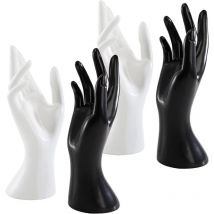 A Lot de 4 présentoirs de mannequin, pour bijoux, bracelets, colliers pour chaîne, bague, gant, blanc et noir, main droite - Ccykxa