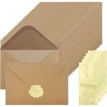 CCYKXAA Lot de 50 enveloppes en papier kraft - Marron - 120 g - (160 x 105 cm) - Vintage - Sans fenêtre - Avec autocollant de sceau - Pour Noël, la