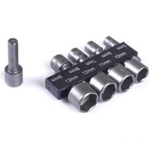 A Lot de 9 Forets à Douille de 5 à 13 mm, Jeu de Douilles à Embouts, pour Perceuse à Queue Hexagonale 1/4', Tournevis Électriques et Perceuses,