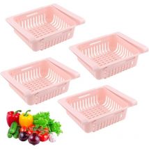 CCYKXAA (Rose)4 Pièces Boite de Rangement Frigo, Organisateur Frigo Escamotable, Rangement Frigo Rétractable, Accessoires Frigo Organiseur pour