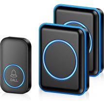 Ccykxa - Timbre Inalámbrico Exterior Impermeable, Doorbell con 60 Melodías, led Azul Para el Emergencias Hogar Oficina Hotel, Negro Timbre Casa