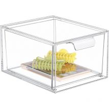 Transparent rangement maquillage boite maquillage empilable avec grand tiroir coulissant – boite en plastique pratique pour ranger les articles de