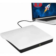 CD-Player in Weiß - Doppelter USB-C-Anschluss (Typ-C) - Edle gebürstete Optik - Für Computer, Auto und Zuhause