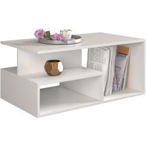 Hucoco - cdf Couchtisch Prima Farbe: Weiß Moderne Bank für ein Wohnzimmer, Zimmer, Büro Form: rechteckig Regal für Kleinigkeiten, Zeitungen, Magazine
