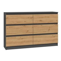 Cdf Kommode Malwa M6 120 Farbe: Anthrazit - Eiche Artisan Schrank Für Dokumente, Kleinigkeiten Ideal Für Wohnzimmer, Schlafzimmer, Kinderzimmer, 