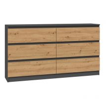 Topeshop - cdf Kommode Malwa M6 140 Farbe: Anthrazit - Eiche Artisan Schrank für Dokumente, Kleinigkeiten Ideal für Wohnzimmer, Schlafzimmer,