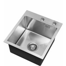 CECIPA Évier 1 Bac 40 x 45 CM, Évier Cuisine avec Siphon, Éviers Carrés en Acier Inoxydable Brossé 304, à Poser ou à Encastrer, Vidange Rapide Sans