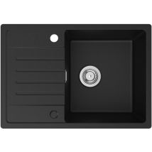 Cecipa - Fregadero De Granito Fregadero De Cocina Fregadero De Granito 65x45, Lavabo Sobre Encimera Fregadero De Cocina Negro Antracita, Con 