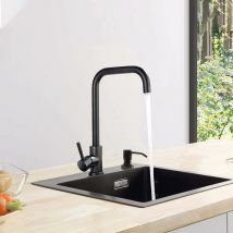 CECIPA Fregaderos de un Seno 40 x 45 CM, Fregadero Cocina con Sifón, Fregaderos Cuadradode Acero Inoxidable Antracita, Sobre Encimera o Enrasado,