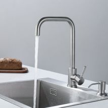 CECIPA Grifo de cocina de 7 formas en acero cepillado 304, giratorio de 360 ° con aireador extraíble