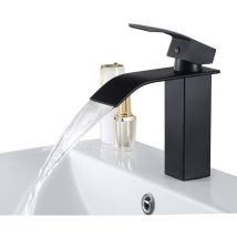 Cecipa - Grifo de lavabo en cascada, Mezclador de lavabo en cascada de latón, Agua fría y caliente, Grifo de lavabo cromado duradero, Aguja moderna,