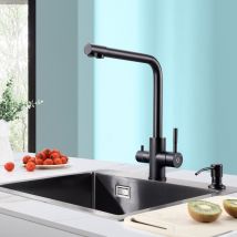Cecipa - Küchenarmatur Wege Wasserhahn Küche 360° Drehbar Hochdruckarmatur, Trinkwasserhahn mit Doppelhebel, 3 in 1 Mischbatterie für Osmoseanlagen