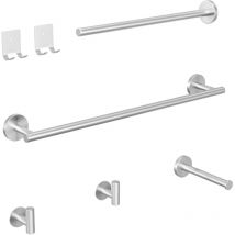 Portasciugamani da parete per bagno Porta carta igienica in acciaio inossidabile spazzolato Set da 4 pezzi per appendere il bagno - Cecipa Max