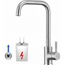 Cecipa - Niederdruck Armatur Küche, Küchenarmatur Niederdruck mit 3xG3/8 Anschlussschläuchen, Wasserhahn Küche Edelstahl 304, 360° Drehbar