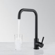 Rubinetto da Cucina Girevole a 360° Nero Glitterato, Miscelatore Regolabile Acqua Fredda e Calda, Acciaio Inossidabile - Nero Glitterato - Cecipa