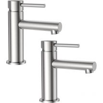 2X Cecipa Rubinetto Lavabo Spazzolato - Miscelatori Monocomando per Lavabi Acqua Calda e Fredda