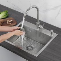 Cecipa - Spüle mit 1 Becken Quadratische Küchenspüle 50 x 45 x 18,5 cm Edelstahl Küchenspüle Küchenspüle Ohne Seifenspender