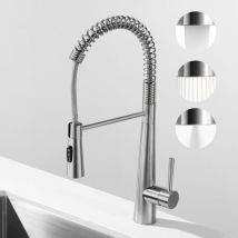 Cecipa - Spring Küchenmischbatterie mit 3 Wasserauslassmodi – Spültischarmatur mit ausziehbarer Brause – Wasserhahn für heißes und kaltes Wasser in