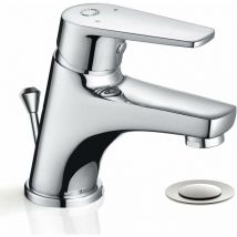 Cecipa - Wasserhahn Bad mit Zugstange, Waschtischarmatur mit Ablaufgarnitur, Badezimmer Armatur Waschbecken, Mischbatterie Bad mit Auslaufhöhe 57mm,