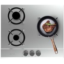 Cecotec - 3-Ring-Butan- und Erdgas-Kochfeld Bolero Squad g 3200S Inox. 6250W, Edelstahl, individuelle Gusseisenroste, WOK-Dreifach-Kronenbrenner,