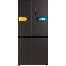 Cecotec American 4 Door Fridge Dark de 490 L CoolMarket 4D 490 Dark E. 183 cm de High, 91 cm de Wide, Low Power Consumption, Inverter Plus Engine,