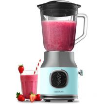 Blender Mixeur RetroTwist Blue. Puissance Maximale 800 w, Bol en Verre d'une Capacité de 1 l, 4 Lames avec Revêtement en Titane Noir, Moteur 100% en