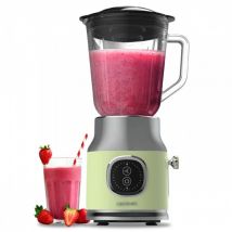 Blender Mixeur RetroTwist Green. Puissance Maximale 800 w, Bol en Verre d'une Capacité de 1 l, 4 Lames avec Revêtement en Titane Noir, Moteur 100% en