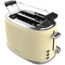 Cecotec - Toast&Taste 1000 Retro Double Beige 2-Slice Toaster. 980 w, 2 Wide and Short Slots of 3.8 cm, Stainless Steel, Upper Heating Rods,