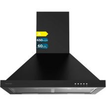 Cecotec - Hotte pyramidale Bolero flux pm 606500 noir a de 60cm de large, finition noire, aspiration 650m3/h, moteur 165w, classe a, commande