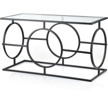 Cedric Tisch – Metalltisch mit Glasplatte – 80cm x 35,5cm x 45cm – Eleganter Stil für moderne Innenräume