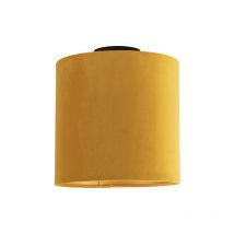 Qazqa - Ceiling Lamp with 25cm Velvet Ochre Shade - Combi Black - Yellow