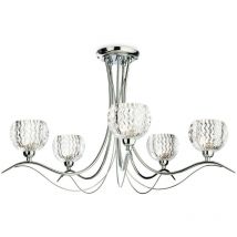 Firstlight Products - Firstlight Blanche - 5 Light Semi Flush Multi Arm Ceiling Light Chrome, Moulded Clear Glass, G9