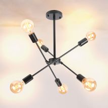 Axhup - Ceiling Light Chandelier led 6x E27 Socket Lampe Vintage Retro Ceiling Lamp for Dining Room Bedroom Black