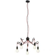 Lucande - Ceiling Light Jorna dimmable (design) in Black made of Metal for e.g. Living Room & Dining Room (5 light sources, E27) from black, red