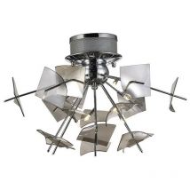 Inspired Diyas - Meridan - Ceiling 6 Light G4 Polished Chrome, Smoke Glass