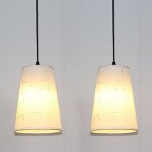 Modern Ceiling Pendant Light Off White Hanging Lamp Shade Fabric Chandelier for Kitchen Island Bar Cafe Ø20CM 2PCS