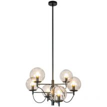 Ceiling Light Sotiana dimmable (vintage, antique) in Black made of Glass for e.g. Living Room & Dining Room (6 light sources, E14) from Lucande smoke