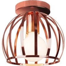 Axhup - Ceiling Light with Metal Cage, Industrial Round Chandelier Fixture for Bedroom Living Room Hall Kitchen Lounger (1X Rose Gold)