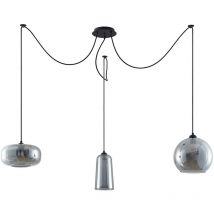 Ceiling Light Zyli dimmable (vintage, antique) in Silver made of Glass for e.g. Living Room & Dining Room (3 light sources, E27) from Lucande black,