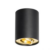 Ceiling spotlight black with gold rotatable and tiltable - Rondoo up - Brass