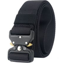 Ensoleille - Ceinture En Toile Pour Hommes, Sangle Tressee a Boucle Metallique a Liberation De Vitesse Reglable, Noir, Ensoleillé