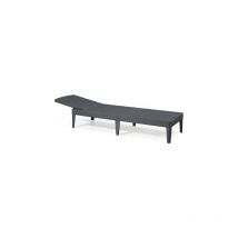 Salone - Bain de soleil Jaipur en re'sine antichoc effet polirattan graphite 187x58x29 cm re'glable pour jardin mer piscine