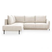 Mobilier Deco - celine - Canapé d'angle convertible avec coffre en tissu beige - Angle gauche