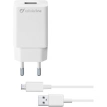 Cellularline Micro USB Ladegerät 2.1 A ACHSMKIT10WMUSBW für Tablet und Smartphone, weiß