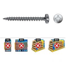 Vis à bois à tête cylindrique "Velox B" PZ2 avec filetage total Ø4x35mm zinguée (Boîte de 500 unités)