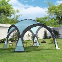 Cenador de jardín con iluminación led Grästorp 345 x 345 x 247 cm azul claro / gris oscuro [ Pro.tec