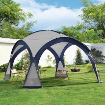 Pro.tec - Cenador de jardín con iluminación led Grästorp 345 x 345 x 247 cm azul / gris oscuro [ ]